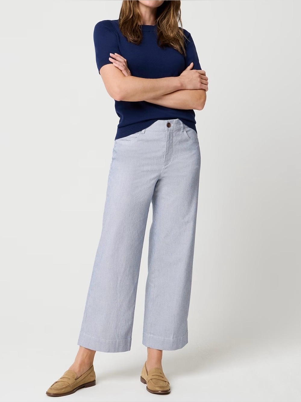 J.Crew Ella high rise micro stripe wide leg pants 27/4